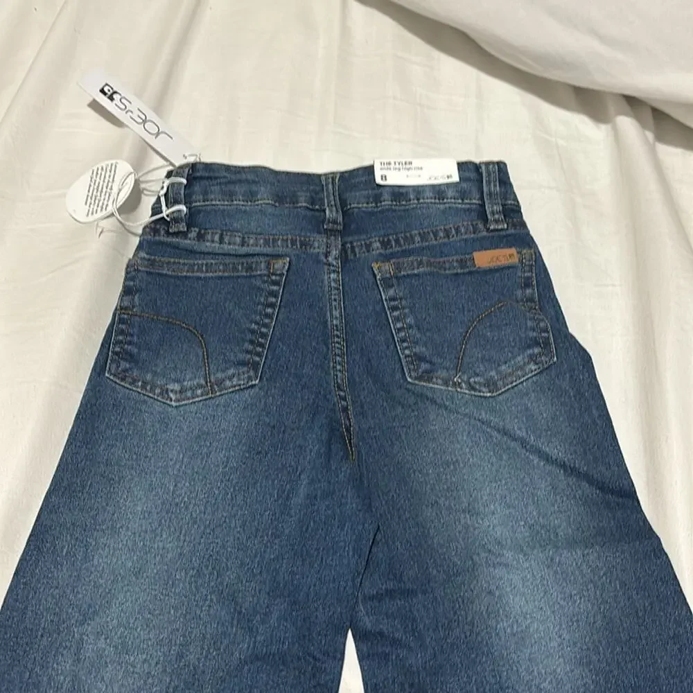 Joe’s Jeans 8 THE TYLER wide leg high rise jeans stretch blue NWT frayed hem